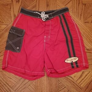 Tommy Hilfiger Red and Black Swim Trunks!